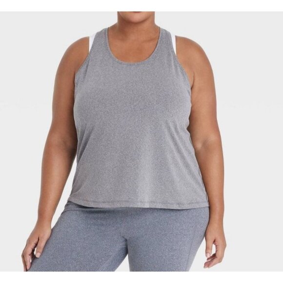 All In Motion - Women's Essential Racerback Tank Top - Heathered Black - XXL - Picture 1 of 11